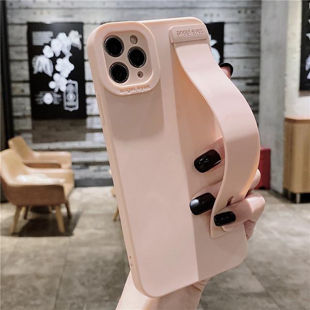 Модный винно-красный резиновый ремешок на запястье, чехол для телефона с кронштейном для Iphone 13 Pro Max 11 12 Xs X Xr 7 8 Plus, чехол на руку, мягкий бампер