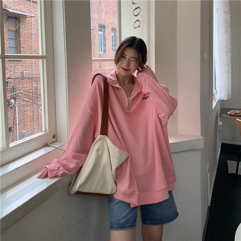 Plus Size Embroidery Hoodie Jacket: Stand Collar, Loose Fit, Mid-Length, Autumn 2025 Edition