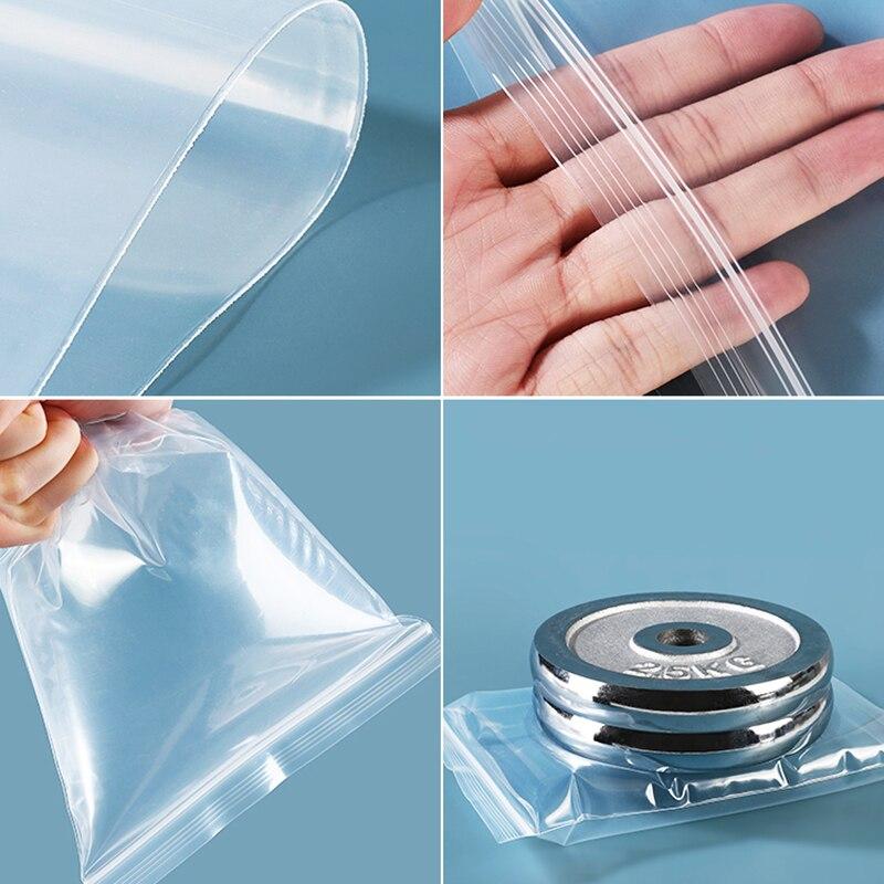 100 шт./упак. закрывающиеся пакеты на молнии, самозапечатывающийся прозрачный полиэтиленовый пакет, упаковка для хранения продуктов, вакуумная сумка для хранения, многоразовый органайзер для свежести