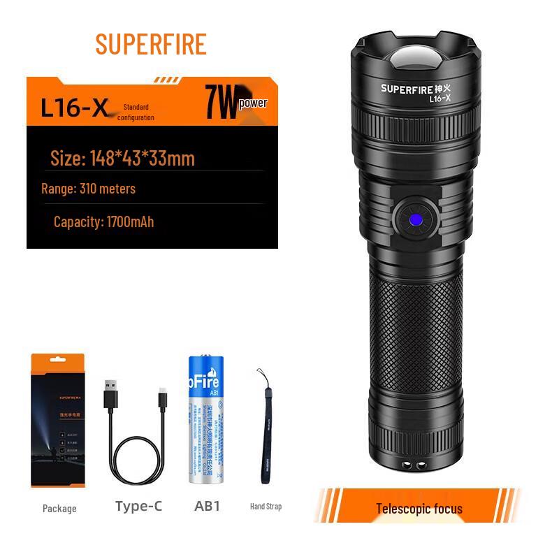 SupFire L16-X USB Rechargeable LED Flashlight