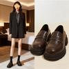 Retro Soft Leather Heightening Small Leather Shoes Women's 2025 New Autumn Thick Heel Platform Loafers British Style Single Shoes Women