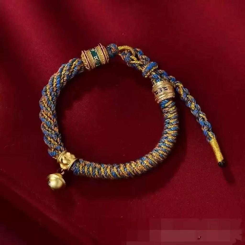 Тибетская шестислоговая мантра красный плетеный браслет, пятицветный шнур для мужчин и женщин, этническое украшение года Бэнмин.