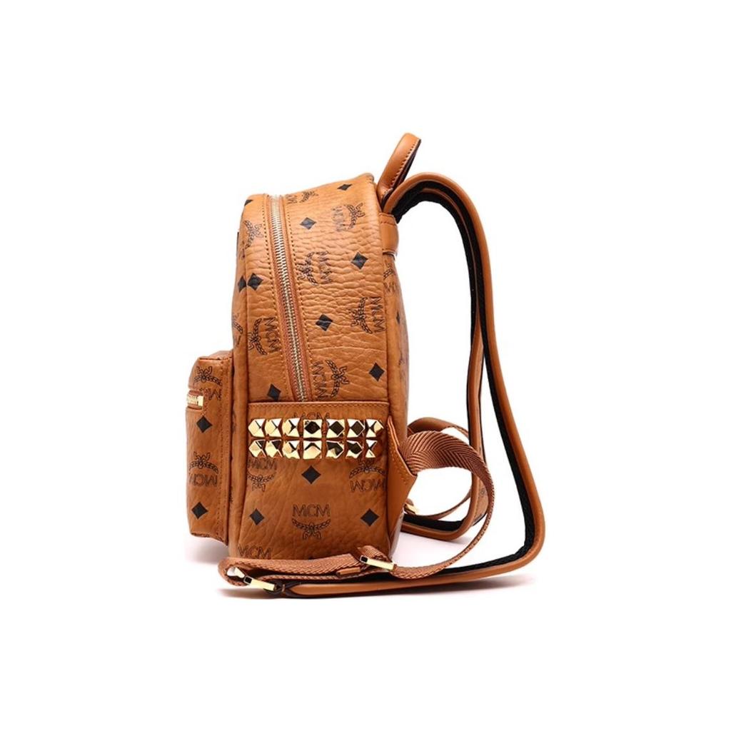 MCM Рюкзак Stark Classic с принтом-монограммой, двусторонний, из холста и кожи, унисекс, цвет Коричневый Коньяк MMKAAVE10CO001