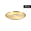 4Pcs Stainless Steel Storage Tray Luxurious Brass Gold Round Plate Fruit Cake Steak Snack Kitchen Metal Storage Tableware Dish