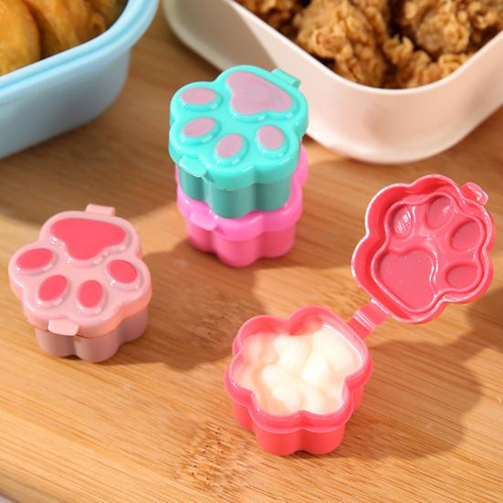4Pcs Mini Sauce Box Flower Shape Soy Sauce Ketchup Honey Salad Dressing Container Camping Picnic Bento Box Accessories