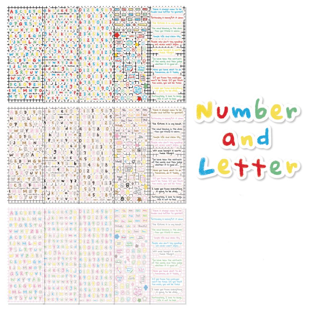 15sheet/set Chic Sweet Number Letter Scrapbook Journal Sticker for Student Creative Fashion DIY Decor Photocard Sticker