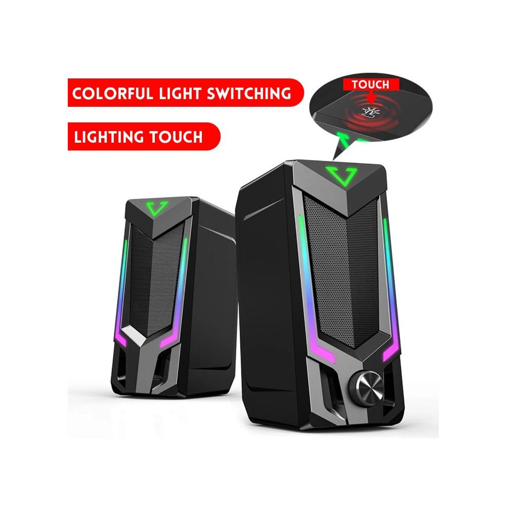 Проводная и Bluetooth RGB Компьютерная колонка, Настольная компьютерная колонка, Колонка для ноутбука, Настольная стереоколонка, Питание от USB, с LED-подсветкой