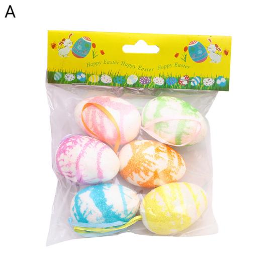 6Pcs/Set Hanging Decor Decorative Bright-colored Cute Attractive Beautiful Easter Egg Widget for Party