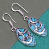 Nepali Tibetan Turquise Lapis Lazuli Gemstone Silver Jewelry Earring 1.5''