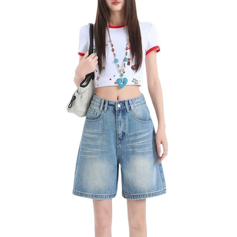 Gedijie High Waist Cowboy Shorts for Women