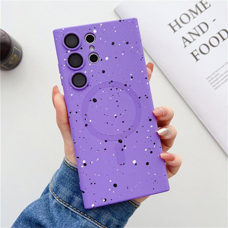 Fashion Splash Ink For Magsafe Magnetic Phone Case for Samsung S24 S23 S22 S20 S21FE Note 20 Ultra 10 Plus Z-Flip 3/4/5 Matte Soft Silicone Cover