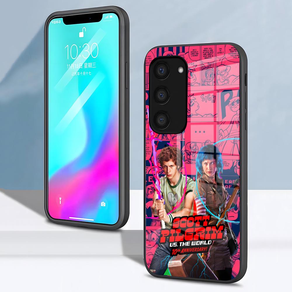 Чехол для телефона Scott Pilgrim VS The World Для Samsung S26 S25 S24 FE S23 S22 S21 Plus S20 Ultra Note20Ultra Черная стеклянная крышка