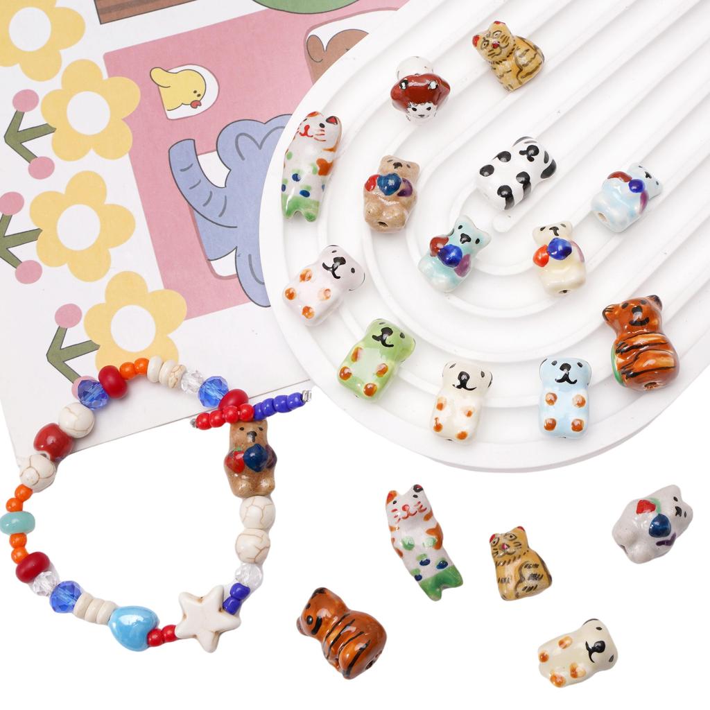 Керамические расписанные вручную бусины для милых животных-подвесок для браслетов, ожерелий и ювелирных изделий своими руками