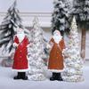 LED Light Up Christmas Tree with Santa Resin Standing Santa Claus Figure with Lighted Tree Figurine for Indoor Tabletop Holiday Decoration