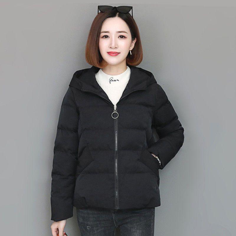 Solid Hooded Parka Coat Women Short Cotton-padded Coats Winter  Oversize Parka Jacket Thick Cotton Jacket Outwear