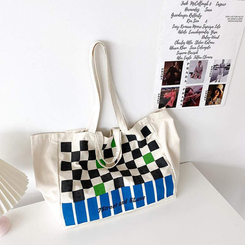 Многоцелевая женская сумка через плечо в корейском стиле, модная клетчатая сумка для студентов колледжей и колледжей, сумка для репетиторов