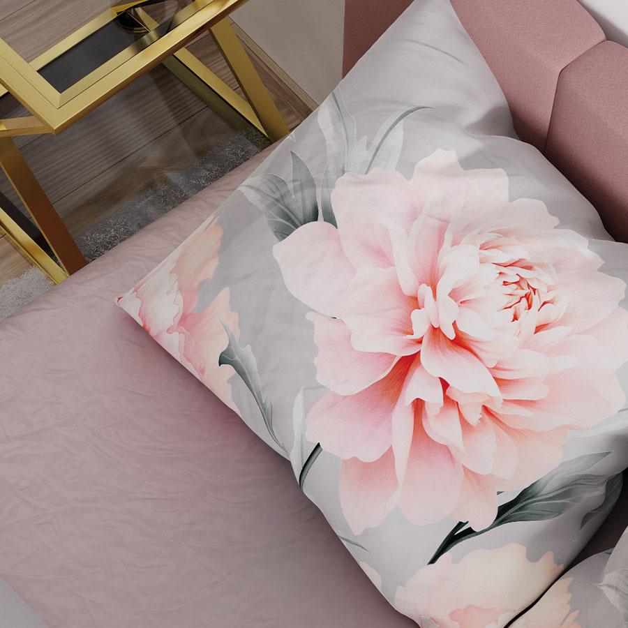 MARIGOLD bedding set 160x200 cm - satin cotton, floral pattern