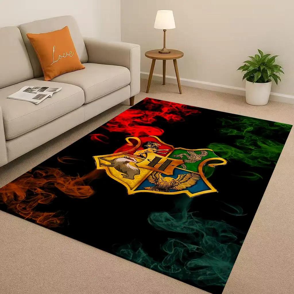 HD H-Hogwarts Sign Cartoon Living Room Non-Slip Area Rug Soft Carpet For Bedroom Playroom And Sofa,Easy Clean Home Decor Doormat