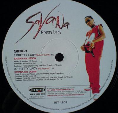 12-дюймовая пластинка SAVANA - Pretty Lady JET1805 Jet Star Record 2004 Великобритания Рэп и Хип-хоп/R&B Б/У