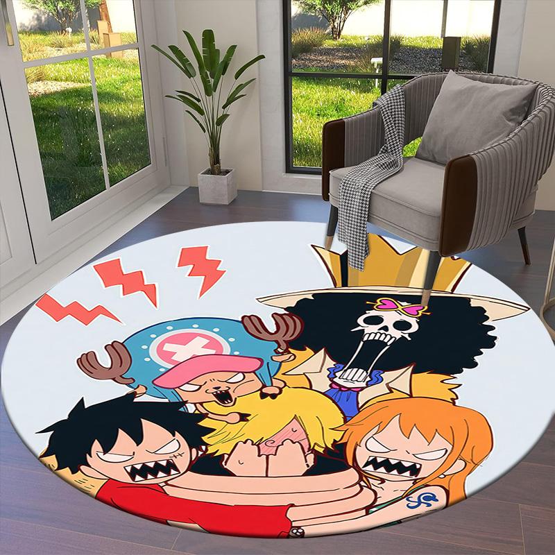 Ковер круглый с изображением Манки Д. Луффи из One Piece, ковер для гостиной, спальни, дивана, игровой комнаты, нескользящий коврик