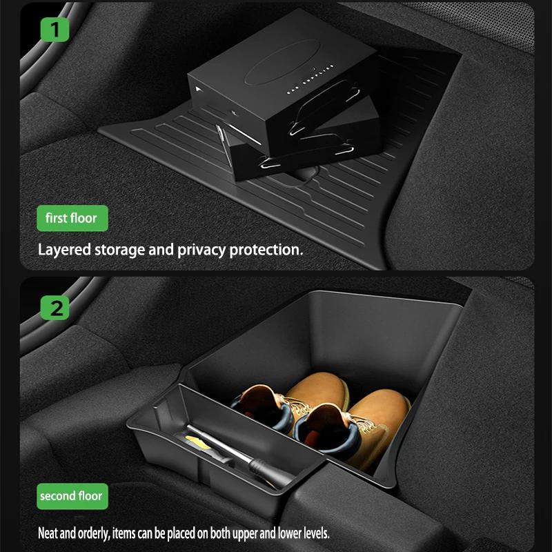 Для Tesla Model Y YL Juniper Органайзер в багажник Боковой ящик для хранения Органайзер в багажник Флокированный коврик из ТПЭ Грязезащитные Автомобильные аксессуары для путешествий
