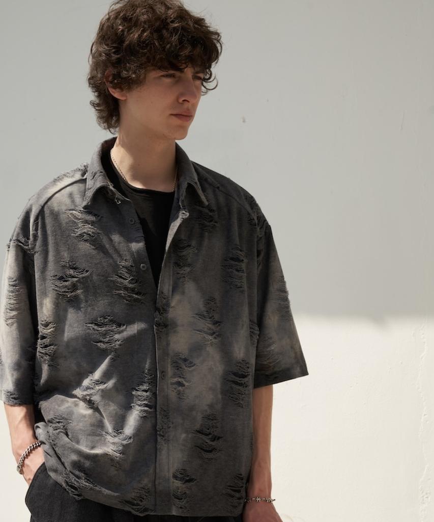 TENER Grunge Summer Short Sleeve Shirt (Black)