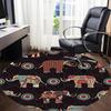 1 шт. Круглый ковер с узором Мандала и слоном для офиса, Коврик, подходящий для офиса, Под офисные стулья, Спальни, Гостиной, Домашнего декора, Декора комнаты