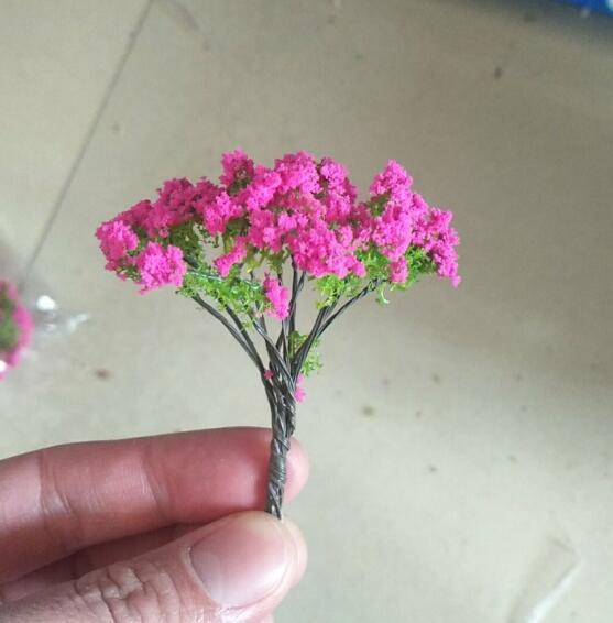 3D-имитация розового цветочного дерева — креативное искусственное дерево для самостоятельного ландшафтного дизайна и микросадоводства с небольшими кукольными украшениями.