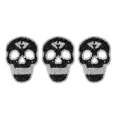 3 шт. Железные нашивки Черный череп Сделай сам Изготовление Блестящий декоративный материал со стразами Шитье Крутые нашивки для платьев шляп