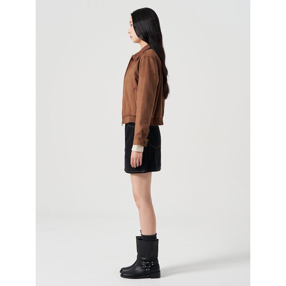 8SECONDS Front Slit Denim Mini Skirt Black