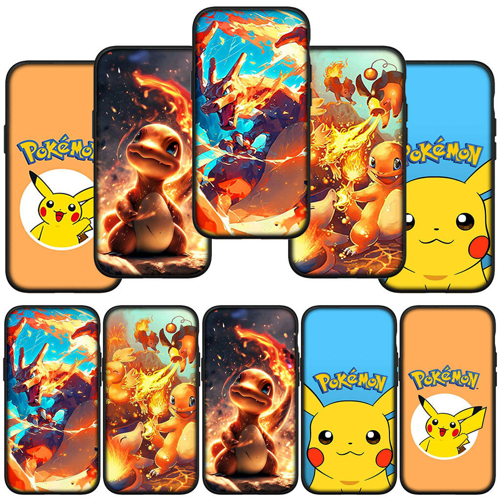 Чехол для телефона Samsung Galaxy S23 S24 iPhone 16 15 14 Xiaomi Redmi Note 13 12 11 Plus 10 Pro Max OPPO Huawei Anime Pikachu Pokemon GO Charmander Cover
