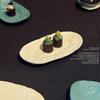 Mini French Carved Tray Plate Dollhouse Rock Pattern Steak Plate Set for Room Box Accessory