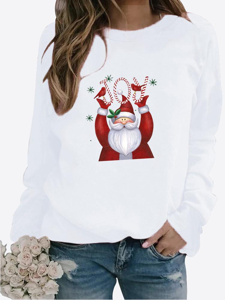 Весенне-осенний женский свитер с рождественской тематикой, утолщенный повседневный свитер с круглым вырезом и длинными рукавами, топ больших размеров