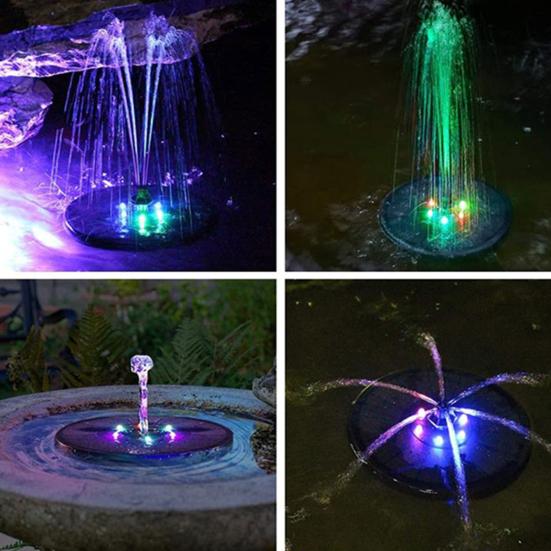 Solar Fountain with LED Lights Birds Bath Garden Pond Pool Decorative Outdoor DIY Potential for Garden