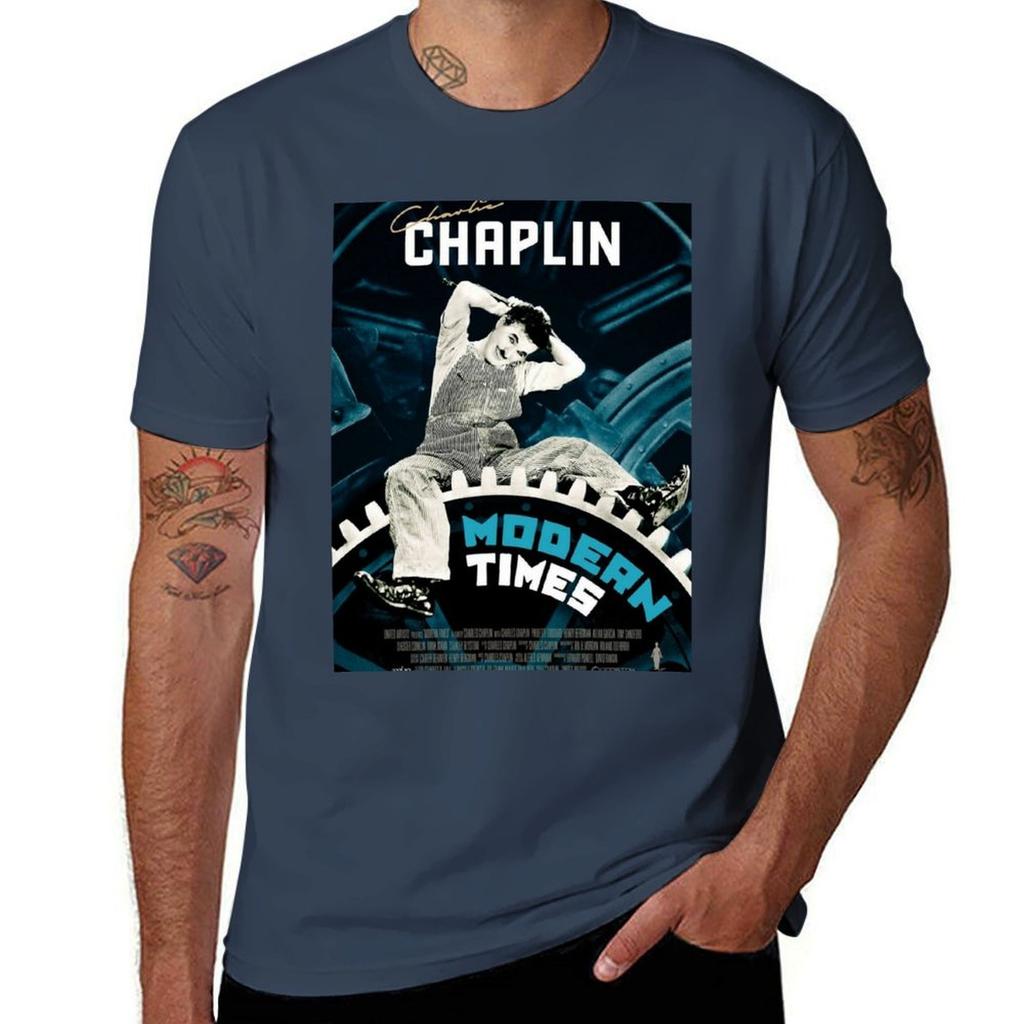 Modern Times by Charlie Chaplin Movie Poster TShirt Retro Graphic Print TShirt
