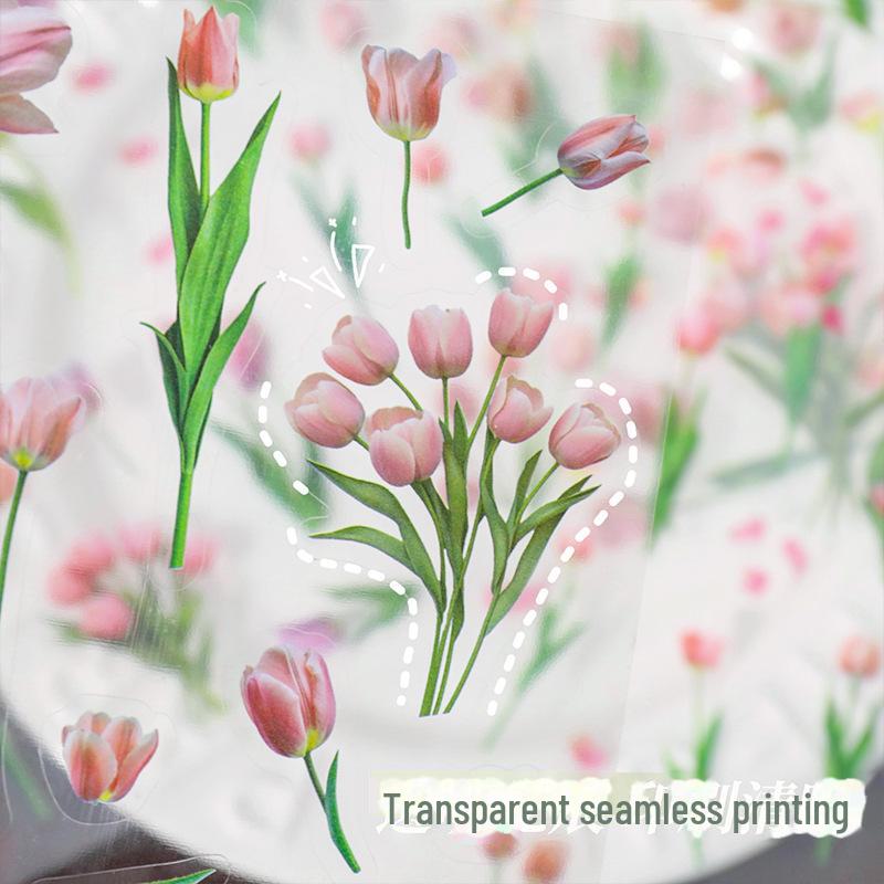 Tulip Notebook Sticker Set - PET Retro Plant Landscaping Decor