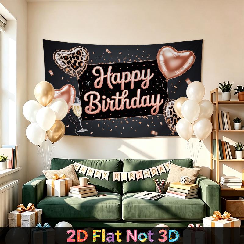 Party Backdrop Happy Birthday Birthday Rose Heart Photo Booth Background Front Door Decor