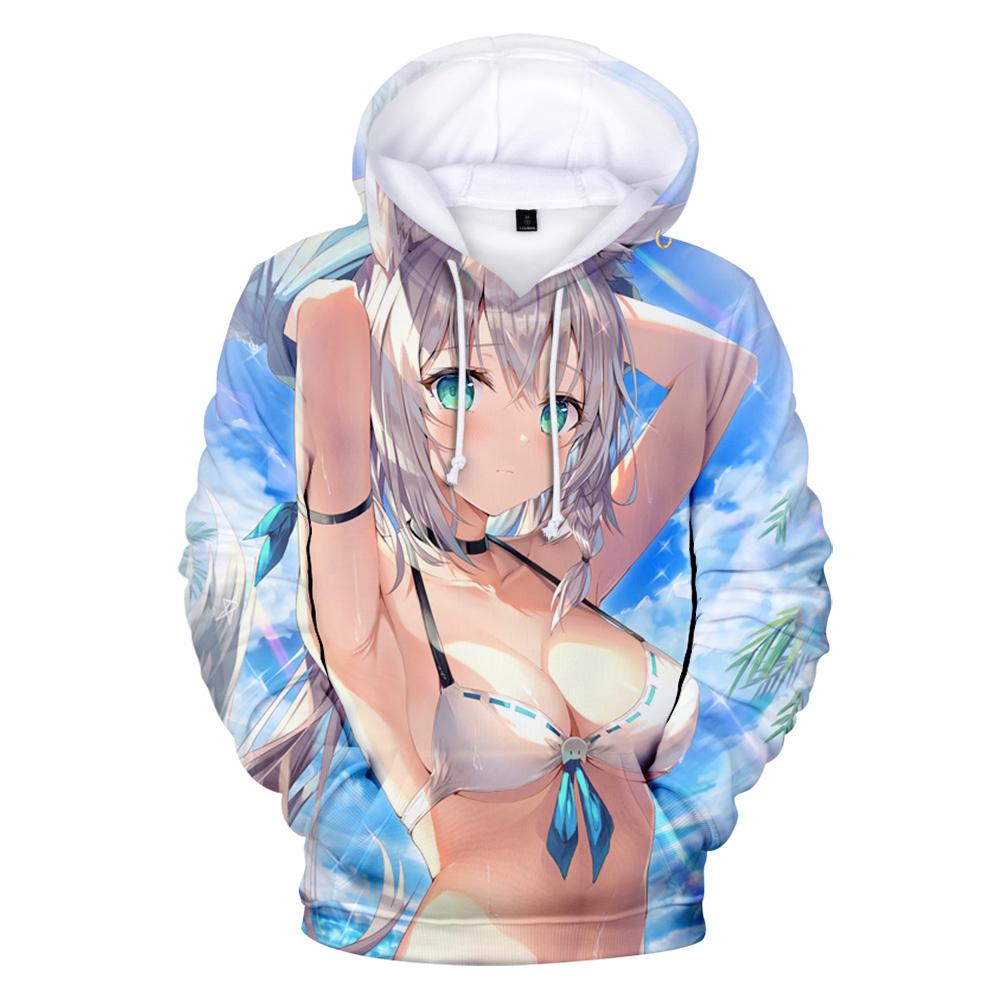 Толстовки Kawaii Shirakami Fubuki для девочек и мальчиков, детские толстовки с героями мультфильмов Shirakami Fubuki, одежда для мужчин и женщин, толстовки для косплея в стиле аниме