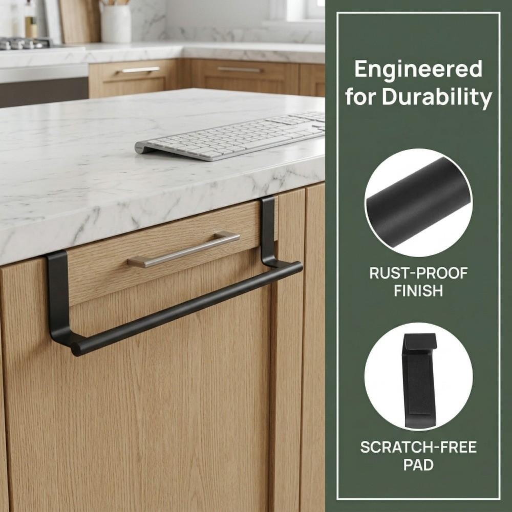 2 PCS Stainless Steel Towel Bar Black Over Door Towel Rack Home Dorm Hotel Apartment