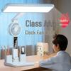 LED Eye-Protection Desk Lamp with Clock, Rechargeable Dual-Use Fan Light, Long Battery Life Night Light