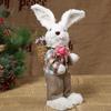 Easter Bunny Figurine Standing Rabbit Statue Animal Desktop Ornament Woven Sculpture for Bedroom,