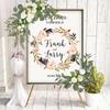 Welcome Sign Flower Swag Wedding for Wedding Party Reception Entrance Welcome Sign Artificial Silk Flowers Wall Hanging Ornament Decor