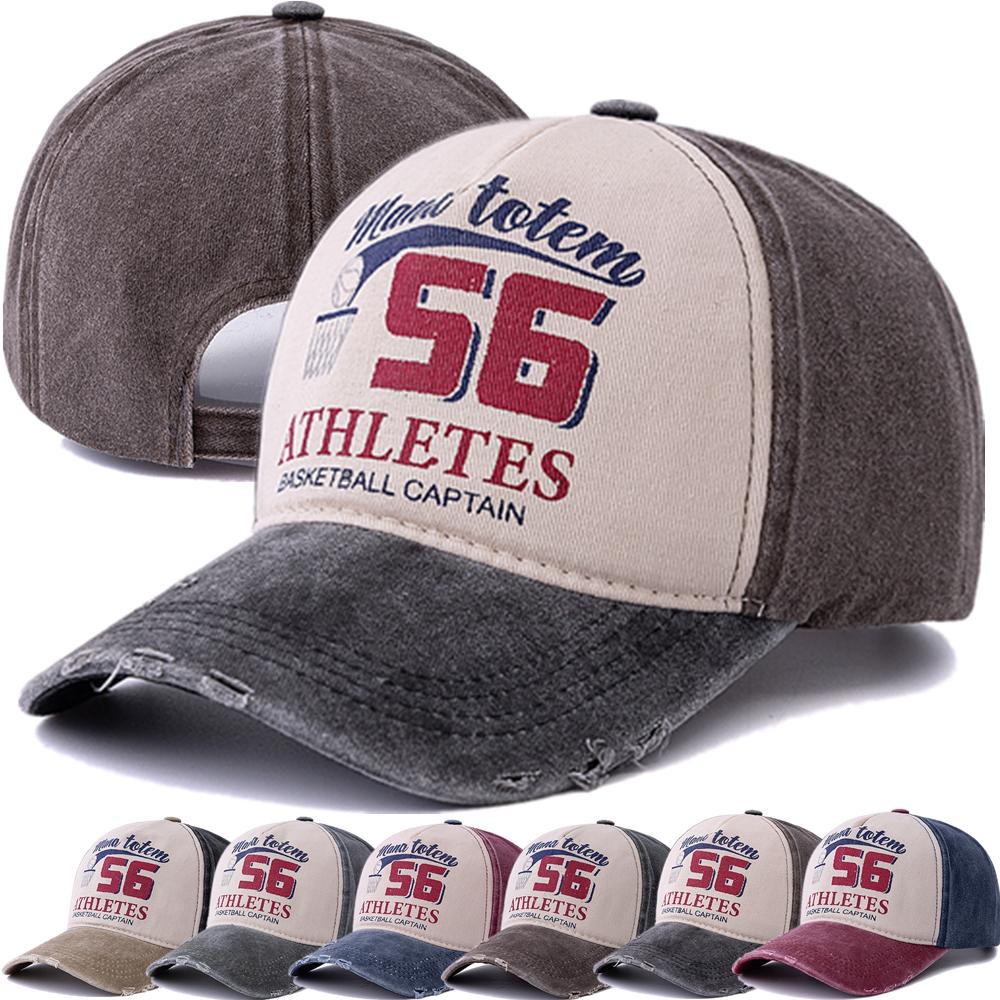 Unisex Vintage Washed Cotton Baseball Cap BASKETBALL CAPTAIN 56 Letter Embroidery Men And Women Outdoor Sports Hat
