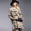 Autumn Plus Size Women's Newspaper Print Loose Knit Sweater