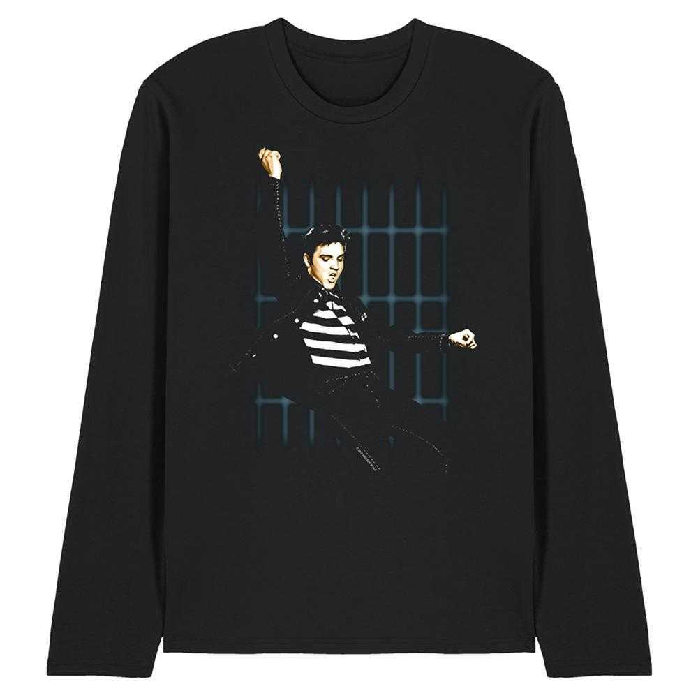 Elvis Presley Unisex Adult Blue Bars Long-Sleeved T-Shirt