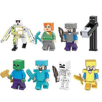 Минифигурки Minecraft 8 шт./набор Собранные Мини-Фигурки Строительные Блоки Коллекция Игровой Набор Игрушка Подарок для Детей
