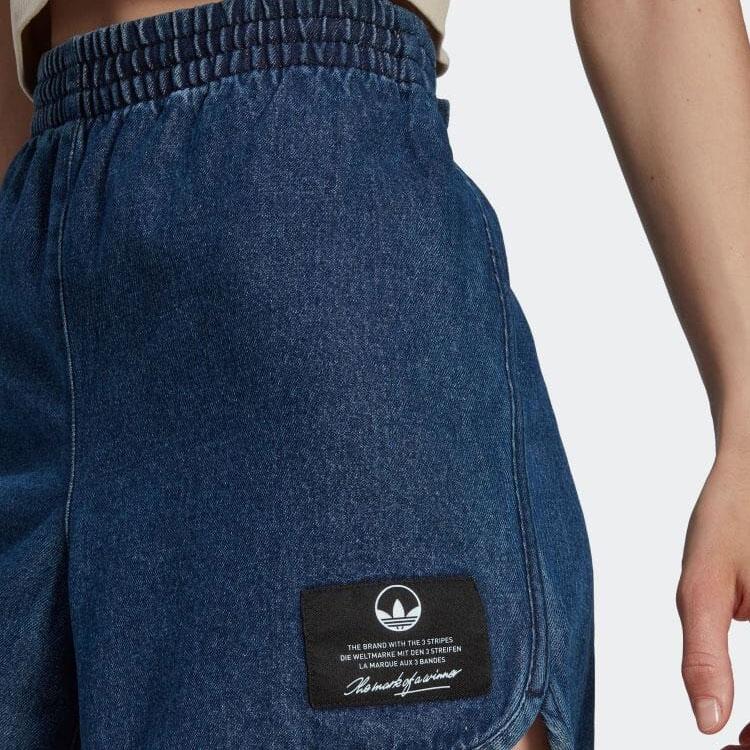 Adidas Прямые джинсы с высокой талией и однотонной нашивкой-логотипом Женские брюки синего цвета HL9071