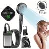 Upgrade Portable Shower With Smart Digital Display And Filter Sponge, 6000mAh USB Rechargeable Battery, Lightweight Camping Shower For Outdoor,Camping
