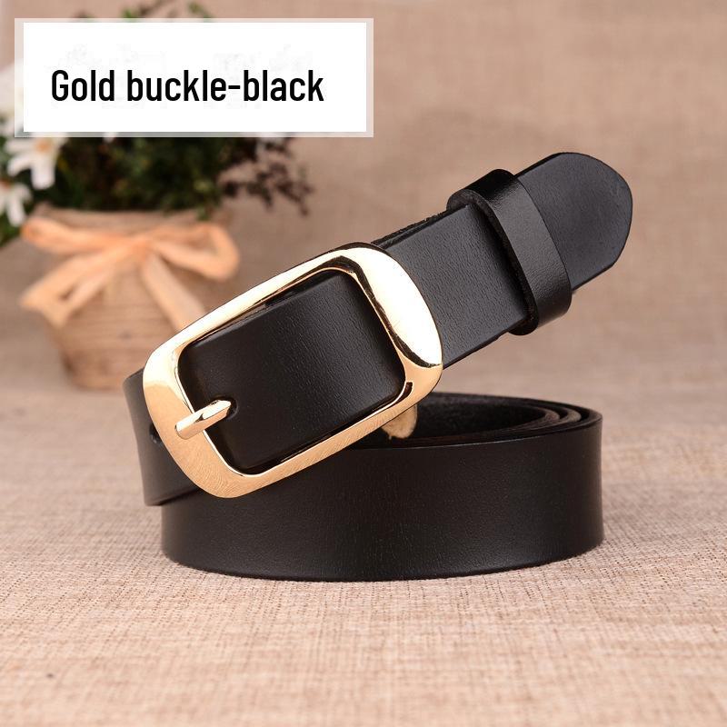 Women's Genuine Leather Korean Style Belt with Pin Buckle - Fashionable Cowhide Accessory