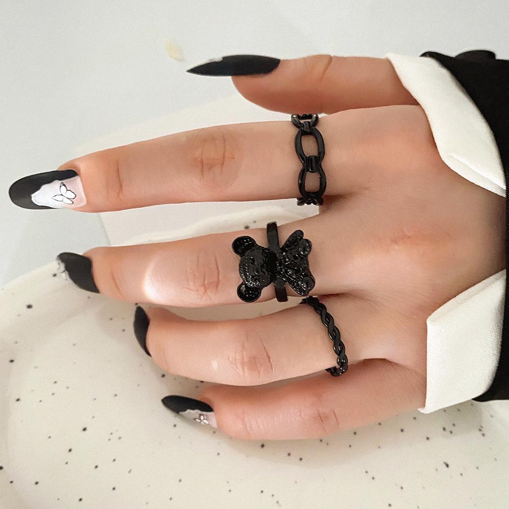 Кольцо с медведем, пара одинаковых колец, комбинация из трех частей, модное кольцо для девушки, элегантное кольцо для подруги, набор колец для сестры, изысканное ювелирное кольцо, подарок